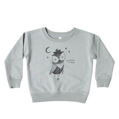 Rylee + Cru Cowboy owl sweatshirt (washed denim) - TA-DA!