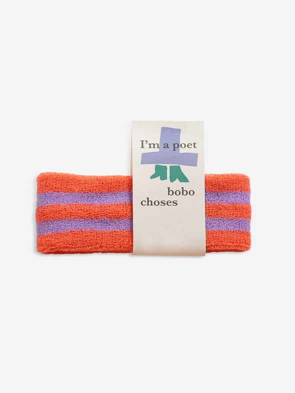 Red And Lilac Striped Towel Headband (SS22 - New Arrivals)