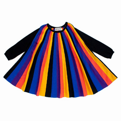 Ami Amie Multi Colour Striped Long Sleeve Dress (Black) - TA-DA!