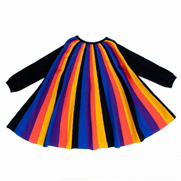 Ami Amie Multi Colour Striped Long Sleeve Dress (Black) - TA-DA!