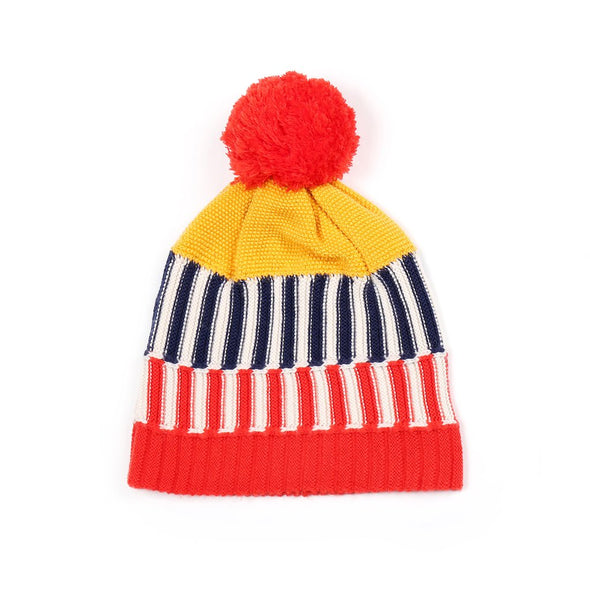 Knit Planet Colourful Beanie (Red+Yellow+Navy / Green+Rose Clay+Navy) - TA-DA!