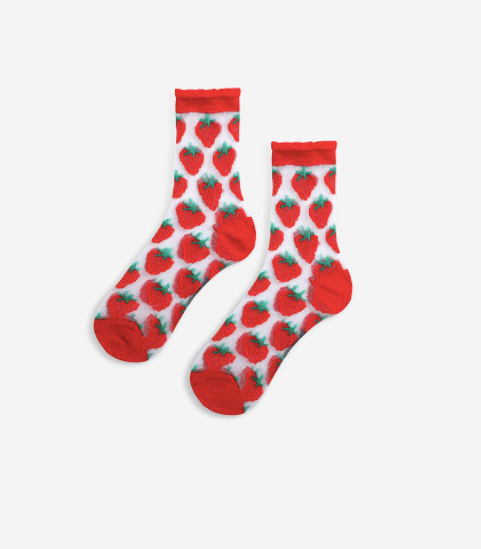 Strawberry Transparent Short Socks (SS22 - New Arrivals)