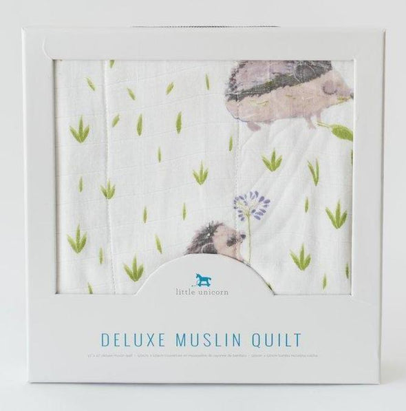 Little Unicorn Deluxe Muslin Quilt (Hedgehog) - TA-DA!