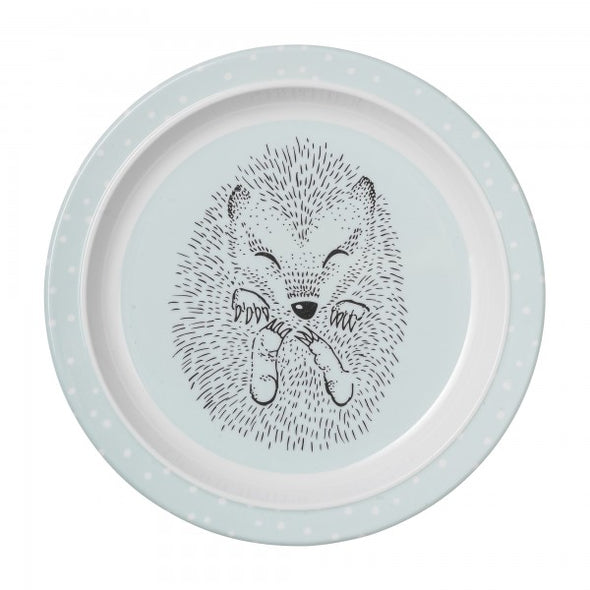 Melamine Plate Casey Hedgehog (Mint & White)